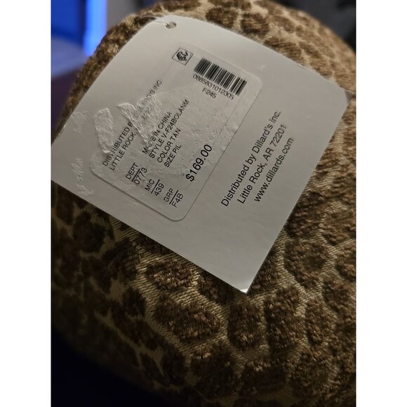 Villa By Noble Excellence Leopard Animal Bolster Pillow Tan New Body Long 36" - Picture 4 of 12